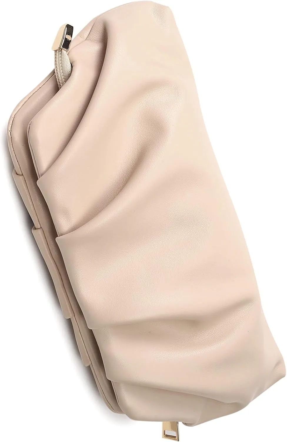 Evening Bag for Women Ruched Clutch Purse Detachable Metal Chain Crossbody Bag