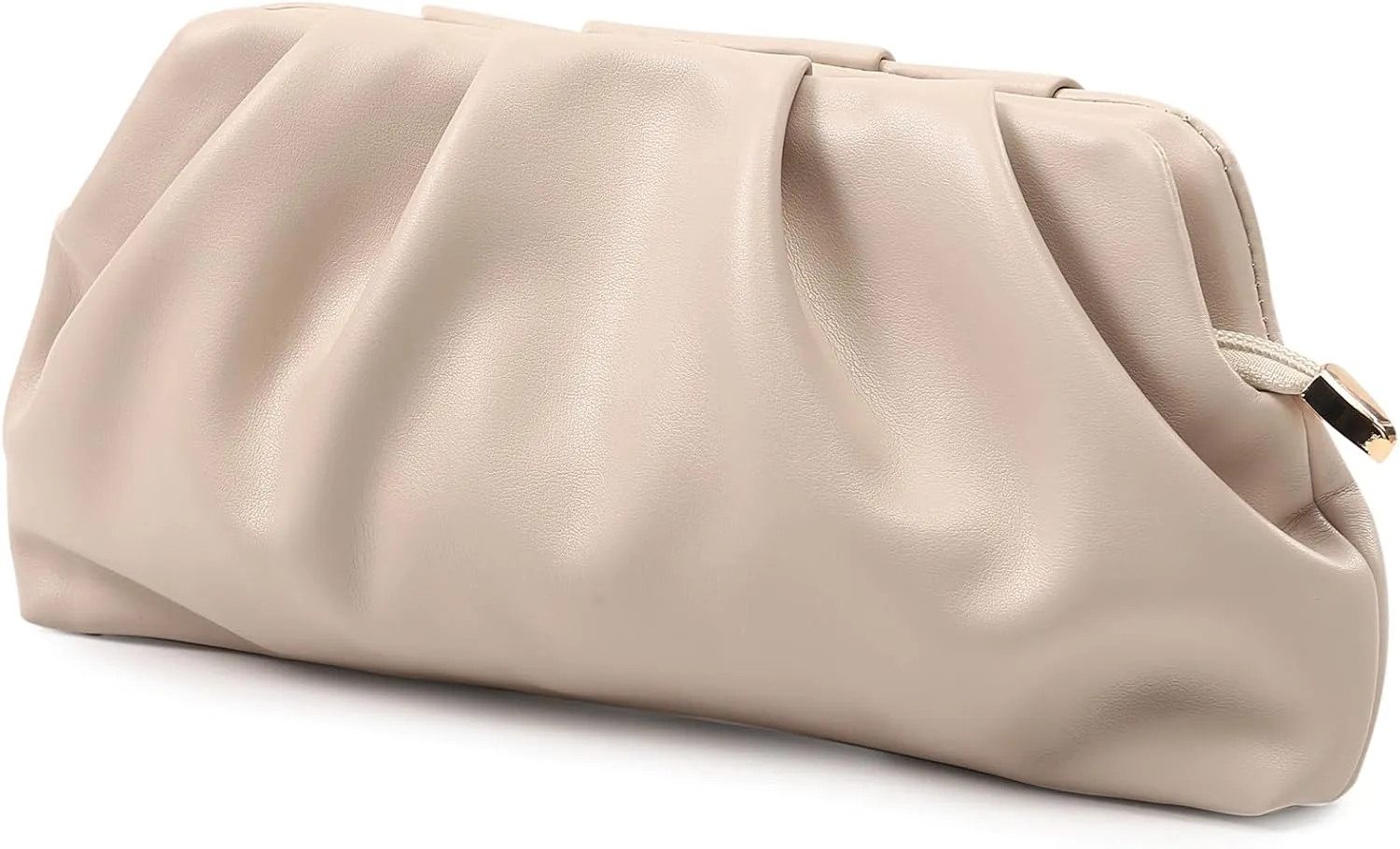 Evening Bag for Women Ruched Clutch Purse Detachable Metal Chain Crossbody Bag