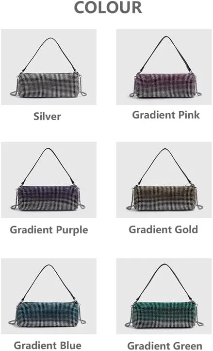 Evening Handbags Bag Clutch Purses for Women Ladies Sparkling Party Handbag Wedding Bag Rhinestones Purse Gradient Blue