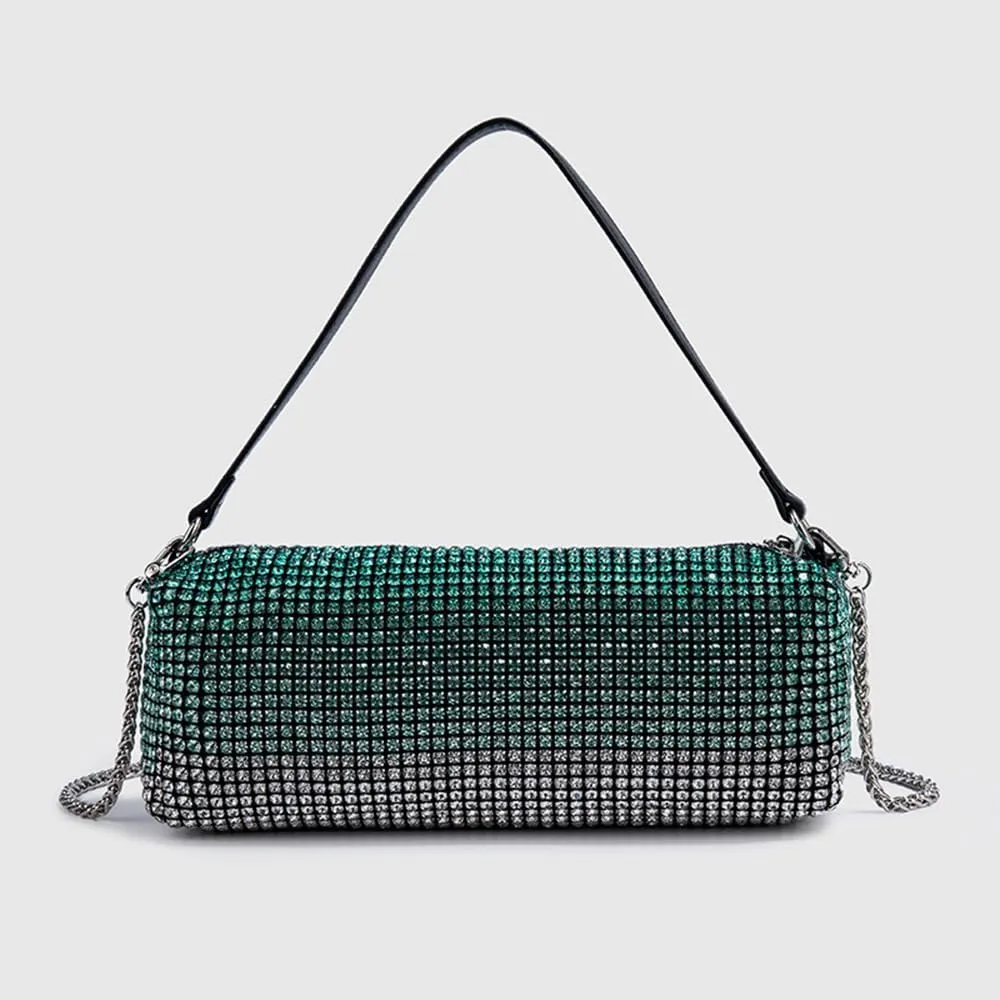 Evening Handbags Bag Clutch Purses for Women Ladies Sparkling Party Handbag Wedding Bag Rhinestones Purse Gradient Green