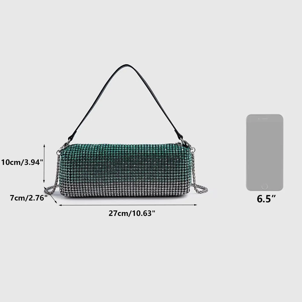 Evening Handbags Bag Clutch Purses for Women Ladies Sparkling Party Handbag Wedding Bag Rhinestones Purse Gradient Green