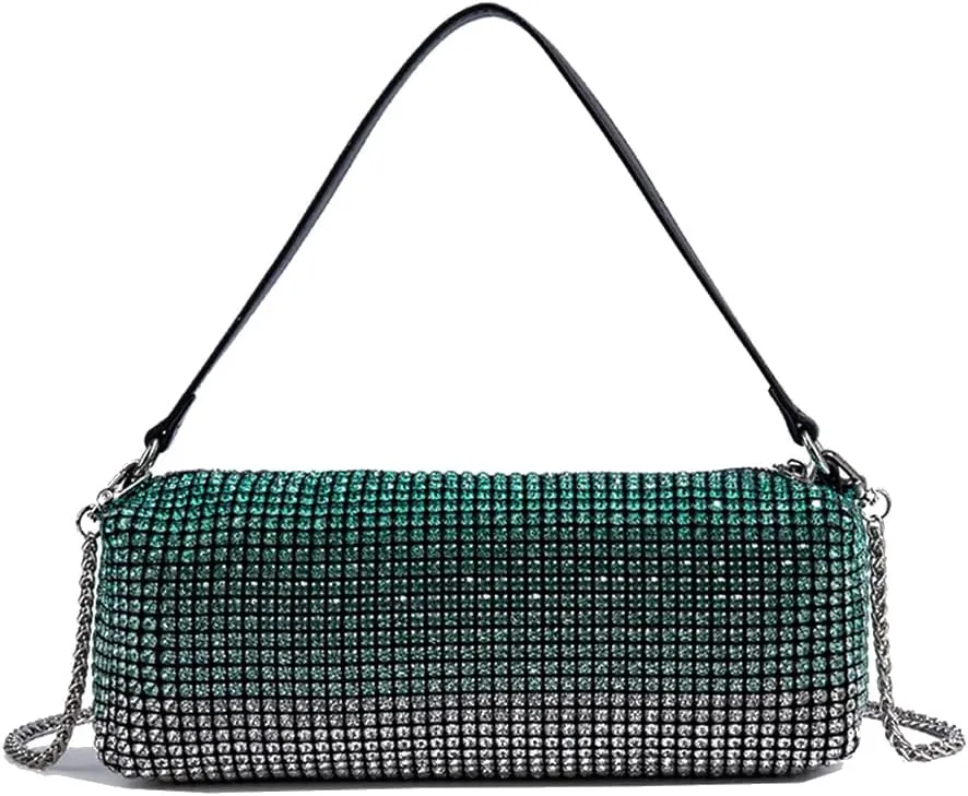 Evening Handbags Bag Clutch Purses for Women Ladies Sparkling Party Handbag Wedding Bag Rhinestones Purse Gradient Green