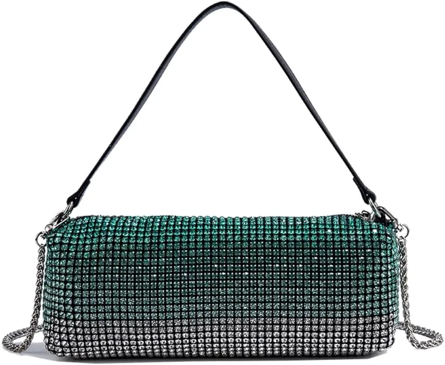 Evening Handbags Bag Clutch Purses for Women Ladies Sparkling Party Handbag Wedding Bag Rhinestones Purse Gradient Green
