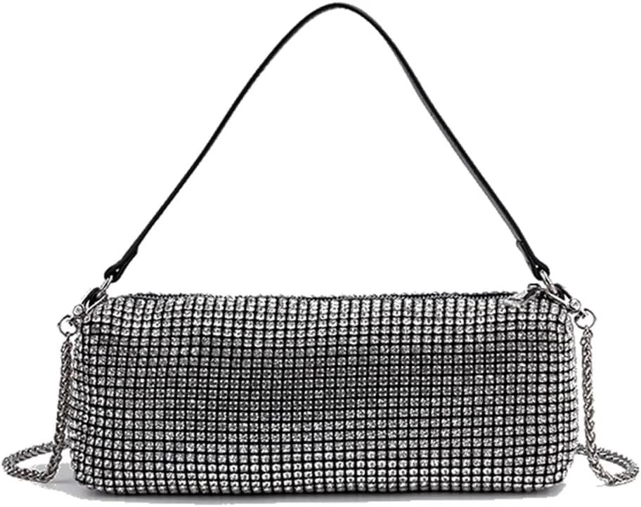 Evening Handbags Bag Clutch Purses for Women Ladies Sparkling Party Handbag Wedding Bag Rhinestones Purse Silver