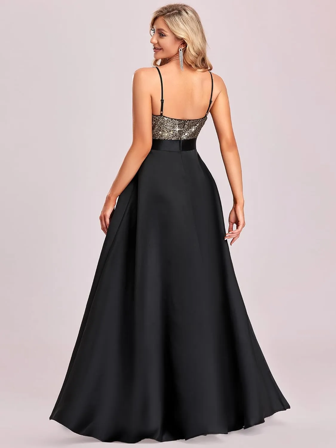Ever-Pretty Women's Bridesmaid Dresses Summer Glitter V-Neck A-line High-Low Wedding Guest Dresses 00667