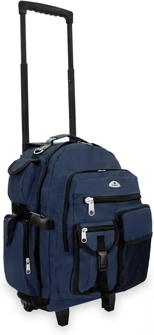 Everest Deluxe Wheeled Backpack, Navy, One Size