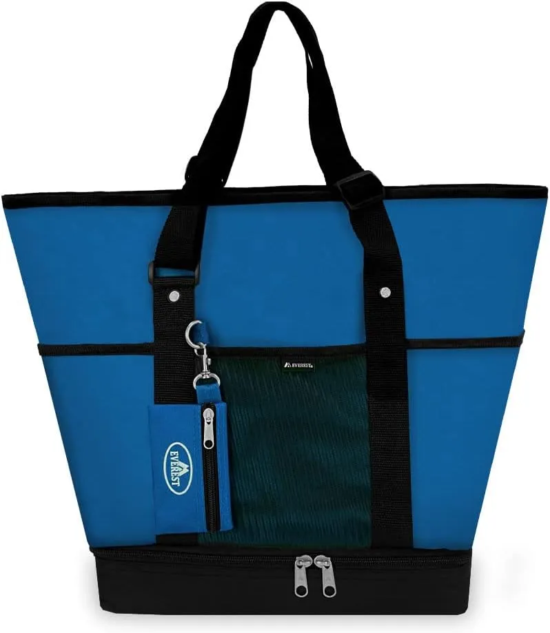 Everest Luggage Deluxe Shopping Tote, Royal Blue/Black, Royal Blue/Black, One Size