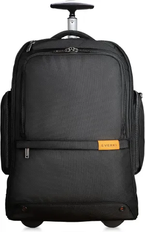 EVERKI 123 Wheeled Laptop Backpack - For 15.6” Laptop & 16” MacBook, Rolling Back Pack for Men & Women, Carry On Travel Backpack with Replaceable Wheels, Rolling Work Bag for Business Professional