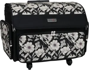 Everything Mary 4 Wheels Collapsible Deluxe Sewing Machine Storage Case, Black - Rolling Trolley Carrying Bag for Brother, Singer