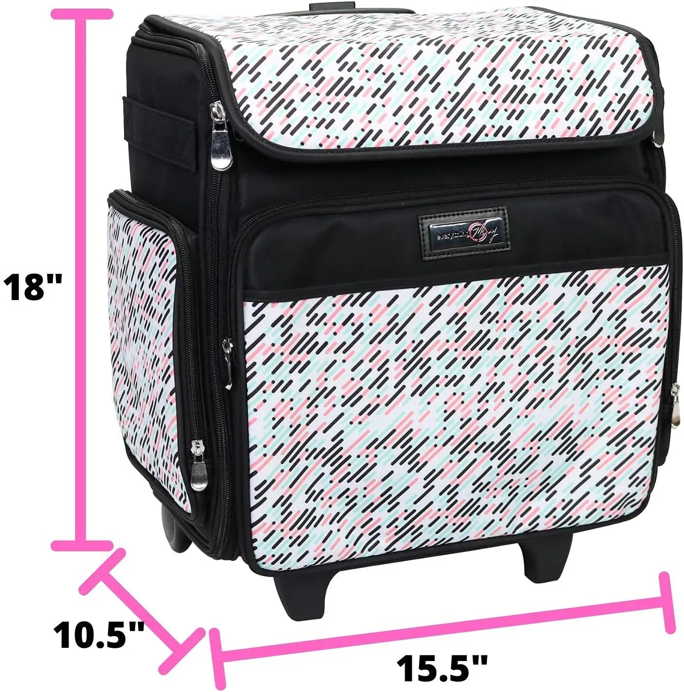 Everything Mary Collapsible Rolling Craft Bag, Pill - Wheeled Scrapbook Tote for Scrapbooking & Art - Travel Organizer Storage Bin for Paper, Glue, Tape - Roller Cart for Teachers & Medical