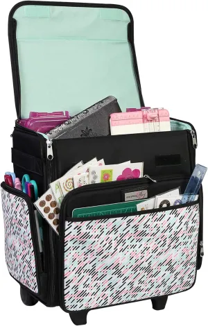 Everything Mary Collapsible Rolling Craft Bag, Pill - Wheeled Scrapbook Tote for Scrapbooking & Art - Travel Organizer Storage Bin for Paper, Glue, Tape - Roller Cart for Teachers & Medical