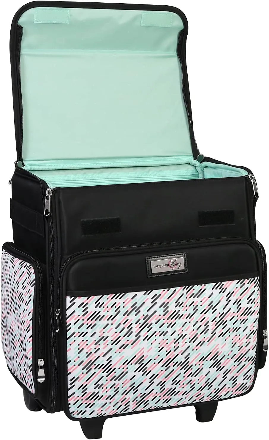 Everything Mary Collapsible Rolling Craft Bag, Pill - Wheeled Scrapbook Tote for Scrapbooking & Art - Travel Organizer Storage Bin for Paper, Glue, Tape - Roller Cart for Teachers & Medical