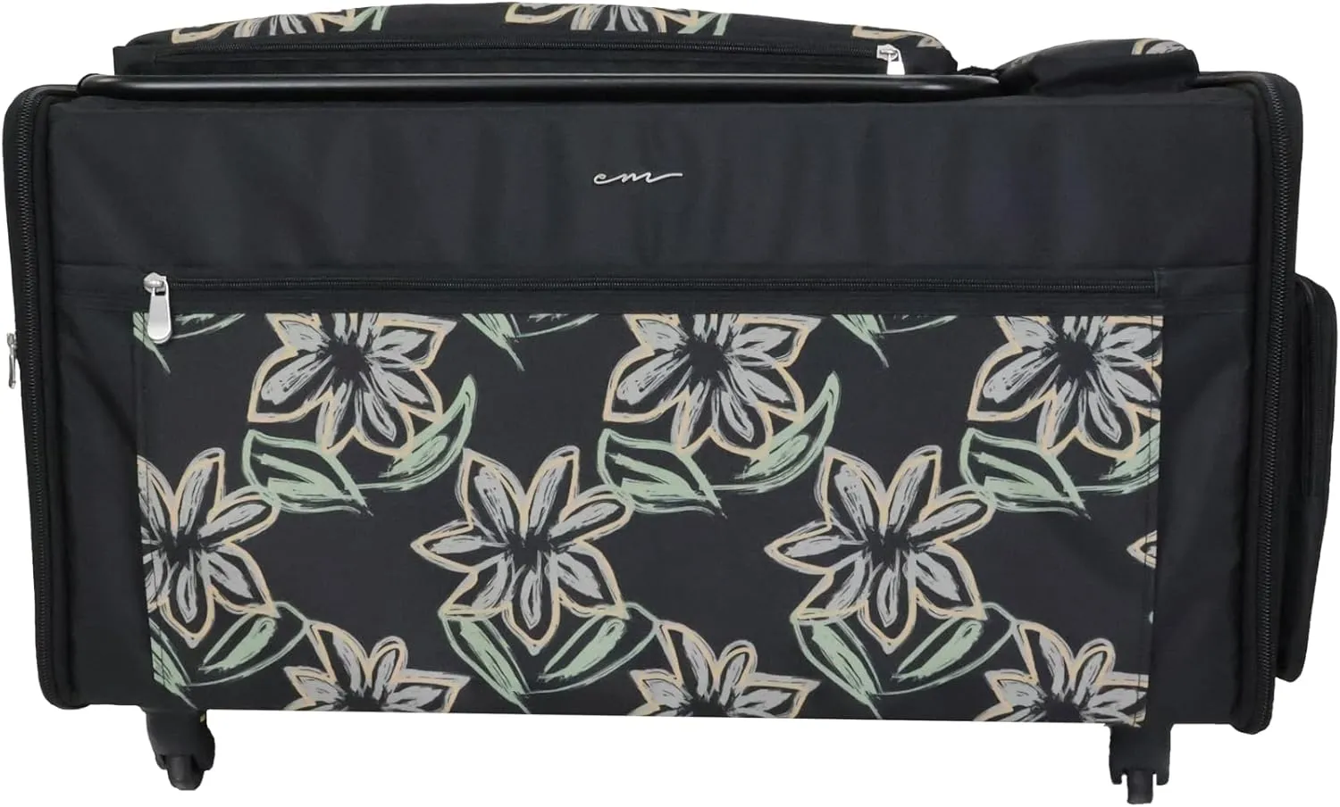 Everything Mary Jumbo Rolling Sewing Machine Case - Floral | Extra-Large Organizer for Sewers | Compatible with Large Brother & Singer Machines -5 Heavy-Duty Wheels for Strength & Durability