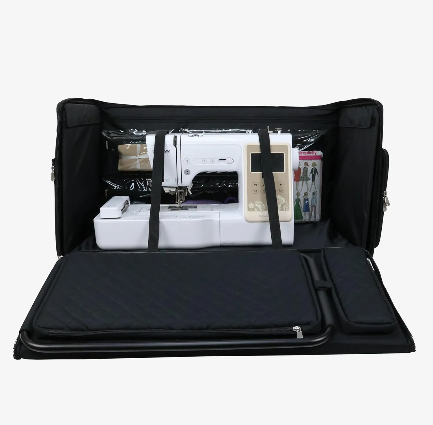 Everything Mary Jumbo Rolling Tote - Black | Extra-Large Organizer for Sewers | Compatible with Large Brother & Singer Machines - Rolling Tote with 5 Heavy-Duty Wheels for Strength & Durability