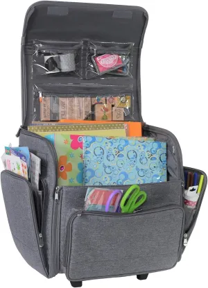 Everything Mary Wheeled Scrapbook Tote for Scrapbooking & Art - Travel Organizer Storage Bin for Paper, Glue, Tape