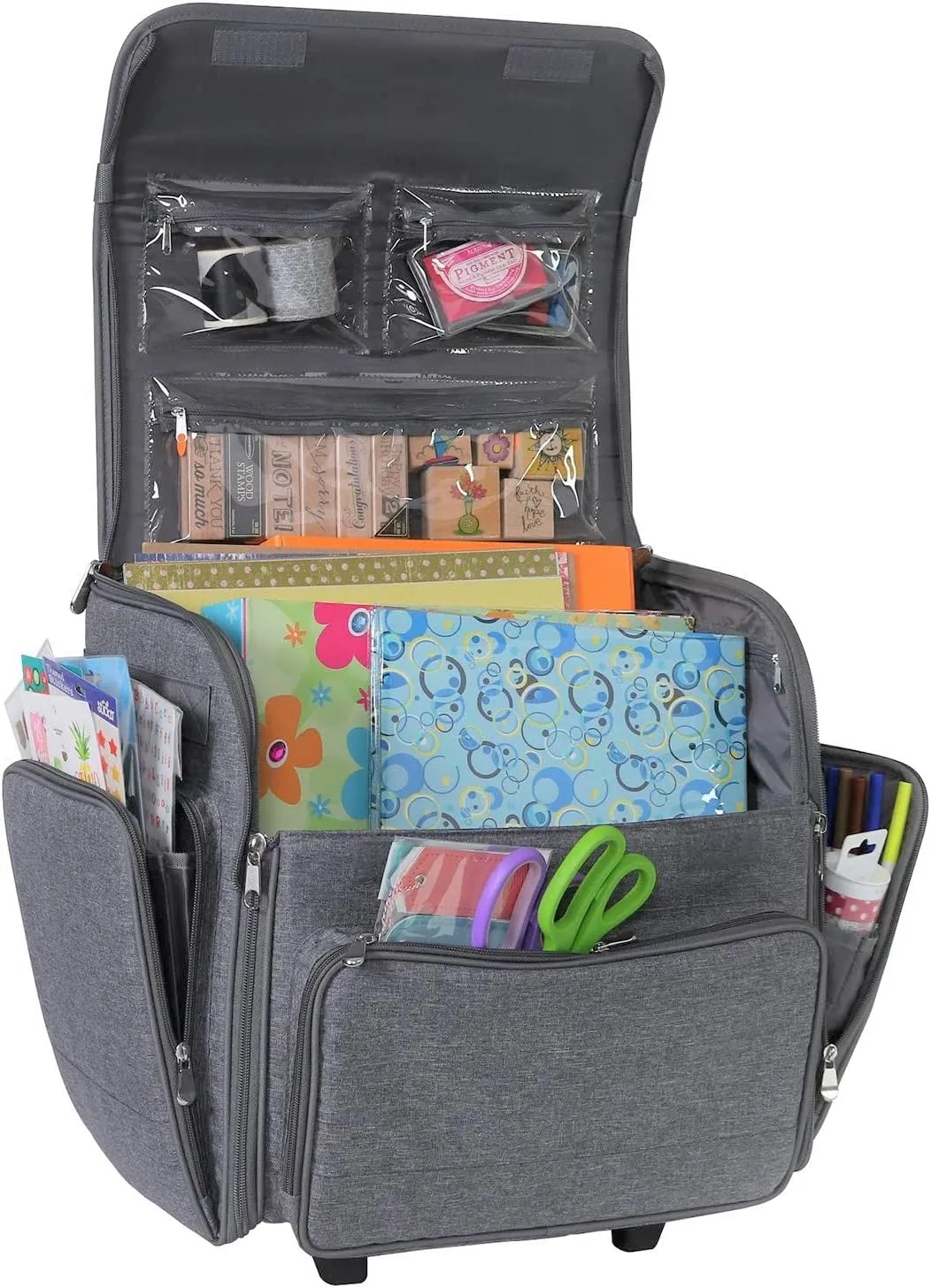 Everything Mary Wheeled Scrapbook Tote for Scrapbooking & Art - Travel Organizer Storage Bin for Paper, Glue, Tape