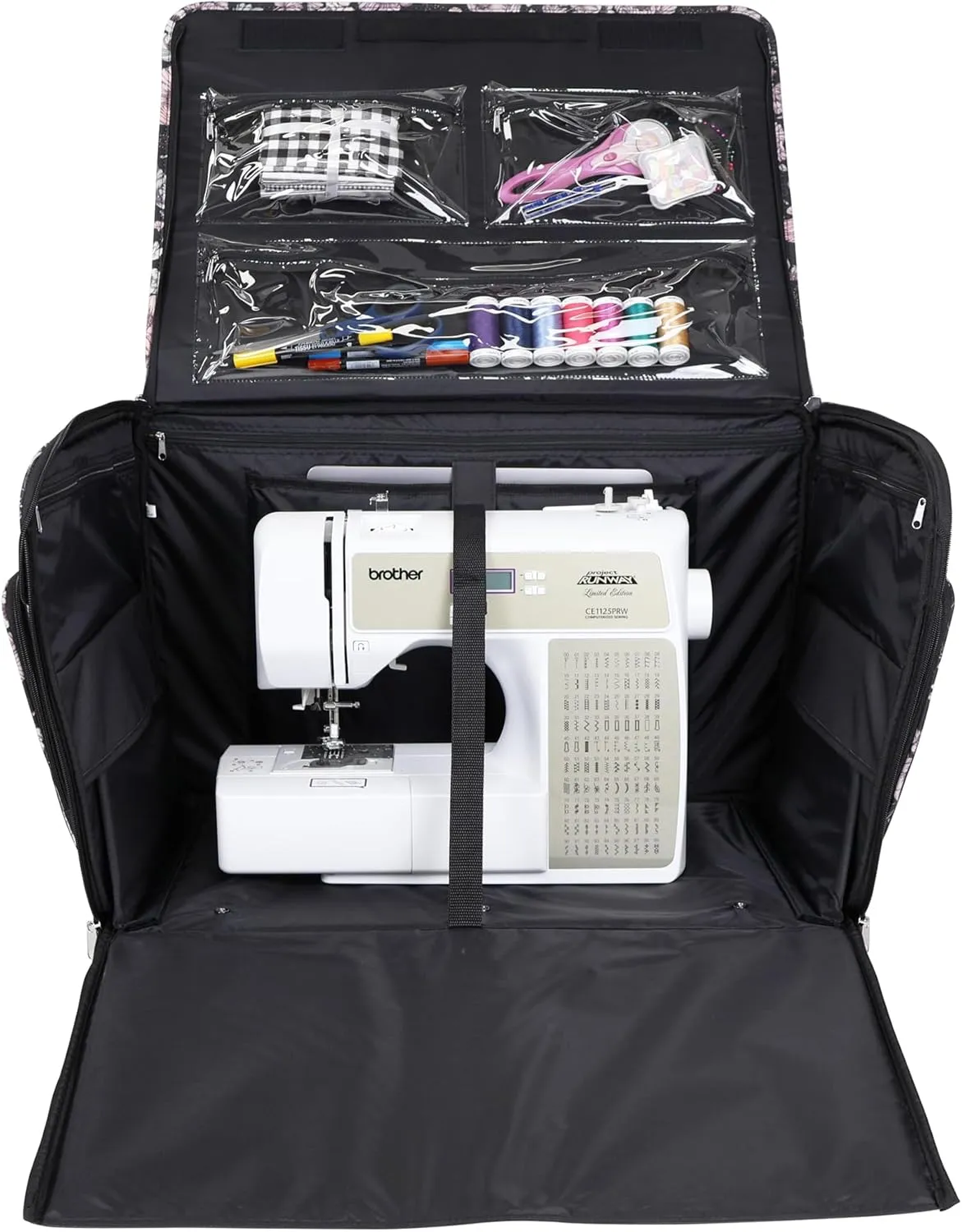 Everything Mary XXL Wheeled Sewing Machine Bag Sewing Machine Case - Durable, Spacious Storage with 4 Wheels, Multiple Pockets for Sewing & Craft Supplies