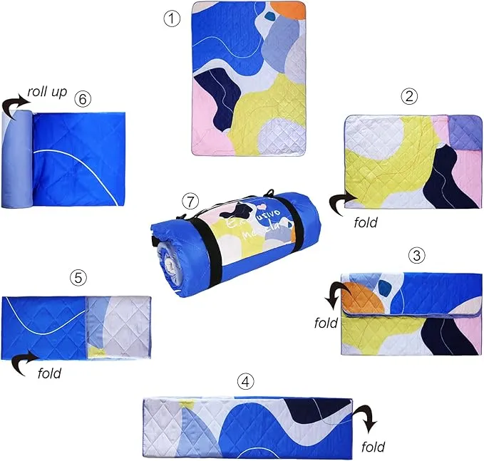 Exclusivo Mezcla Waterproof Picnic Blankets 3-Layer 60x80 Inches Large Sandproof Beach Blanket Foldable Outdoor Blanket for Camping on Grass Picnic Mat