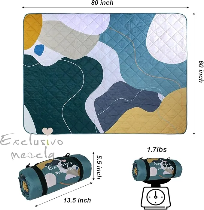 Exclusivo Mezcla Waterproof Picnic Blankets 3-Layer 60x80 Inches Large Sandproof Beach Blanket Foldable Outdoor Blanket for Camping on Grass Picnic Mat