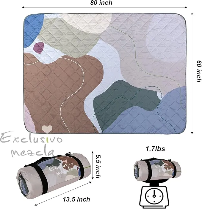 Exclusivo Mezcla Waterproof Picnic Blankets 3-Layer 60x80 Inches Large Sandproof Beach Blanket Foldable Outdoor Blanket for Camping on Grass Picnic Mat