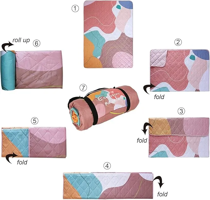 Exclusivo Mezcla Waterproof Picnic Blankets 3-Layer 60x80 Inches Large Sandproof Beach Blanket Foldable Outdoor Blanket for Camping on Grass Picnic Mat