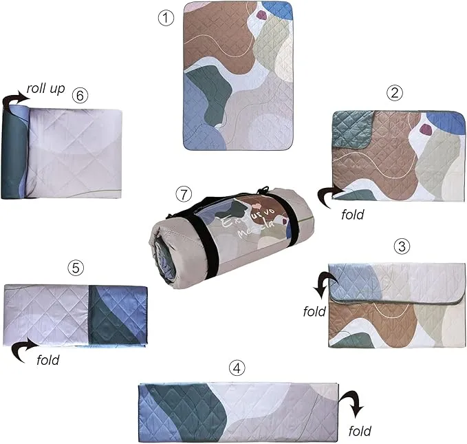 Exclusivo Mezcla Waterproof Picnic Blankets 3-Layer 60x80 Inches Large Sandproof Beach Blanket Foldable Outdoor Blanket for Camping on Grass Picnic Mat