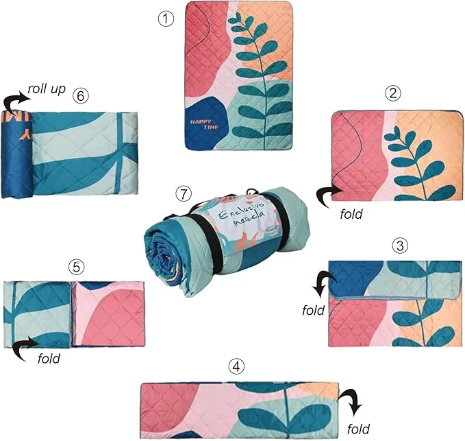 Exclusivo Mezcla Waterproof Picnic Blankets 3-Layer 60x80 Inches Large Sandproof Beach Blanket Foldable Outdoor Blanket for Camping on Grass Picnic Mat