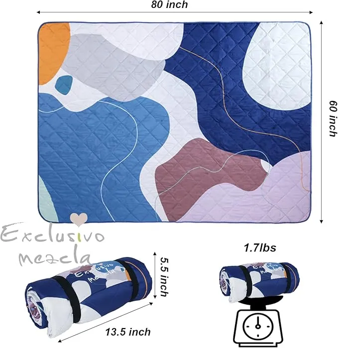 Exclusivo Mezcla Waterproof Picnic Blankets 3-Layer 60x80 Inches Large Sandproof Beach Blanket Foldable Outdoor Blanket for Camping on Grass Picnic Mat