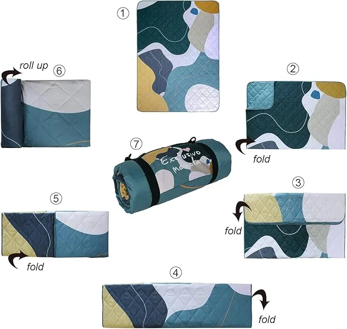 Exclusivo Mezcla Waterproof Picnic Blankets 3-Layer 60x80 Inches Large Sandproof Beach Blanket Foldable Outdoor Blanket for Camping on Grass Picnic Mat
