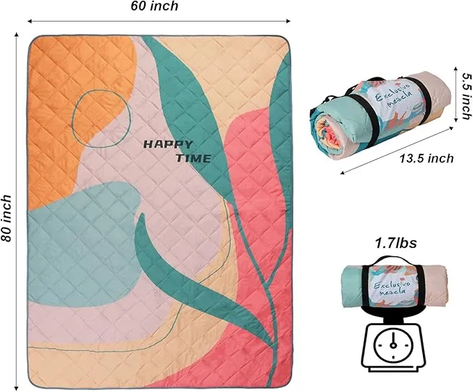 Exclusivo Mezcla Waterproof Picnic Blankets 3-Layer 60x80 Inches Large Sandproof Beach Blanket Foldable Outdoor Blanket for Camping on Grass Picnic Mat