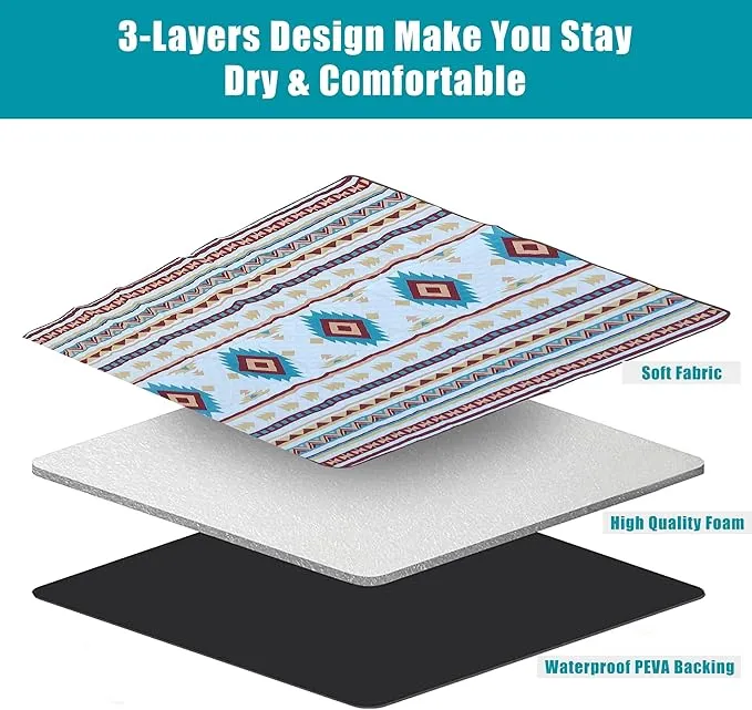 EXELNT Extra Large Outdoor Picnic Blankets Waterproof, for The Beach, Camping Travelling on The Grass, Park Blanket, Rolling Up Packaging，Portable Carring, 79" x 79" Picnic Mat - Aksu Style (Pink)