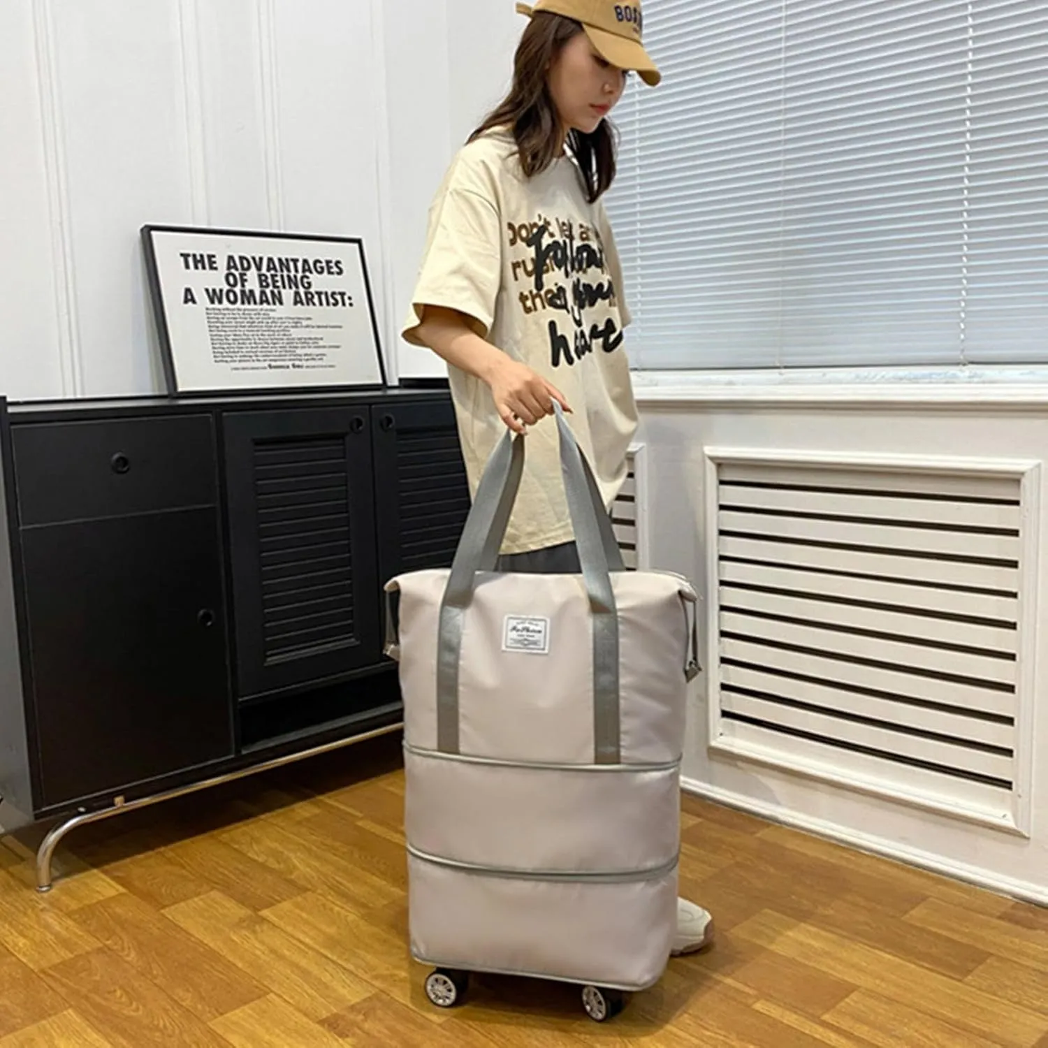 Expandable Foldable Rolling Duffel Bag with Wheels, Detachable Rolling Carry- Luggage, Duffel Bag with Multiple Compartments for Travel, Business, Camping, Rolling Duffel Bag