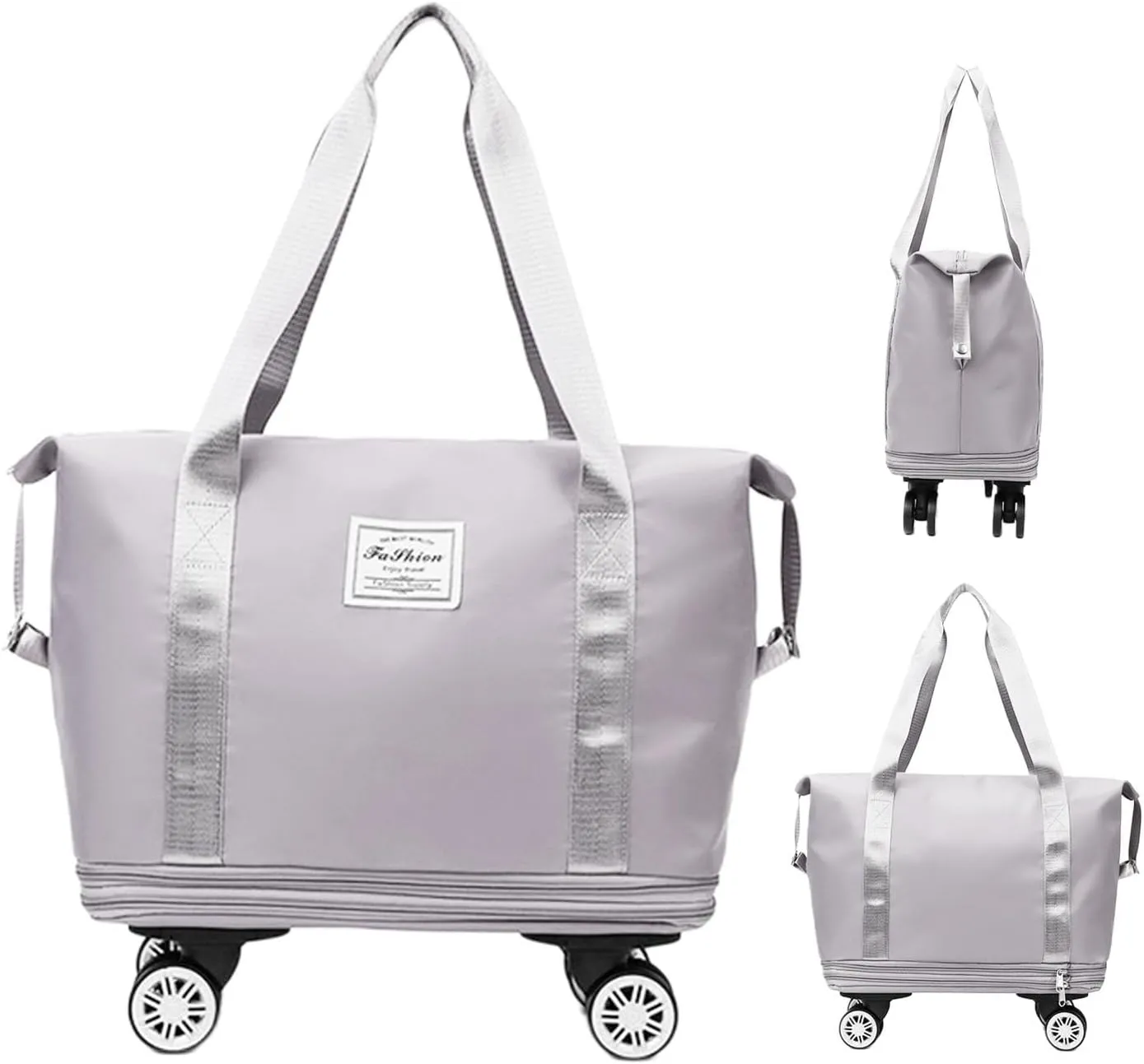 Expandable Foldable Rolling Duffel Bag with Wheels, Detachable Rolling Carry- Luggage, Duffel Bag with Multiple Compartments for Travel, Business, Camping, Rolling Duffel Bag