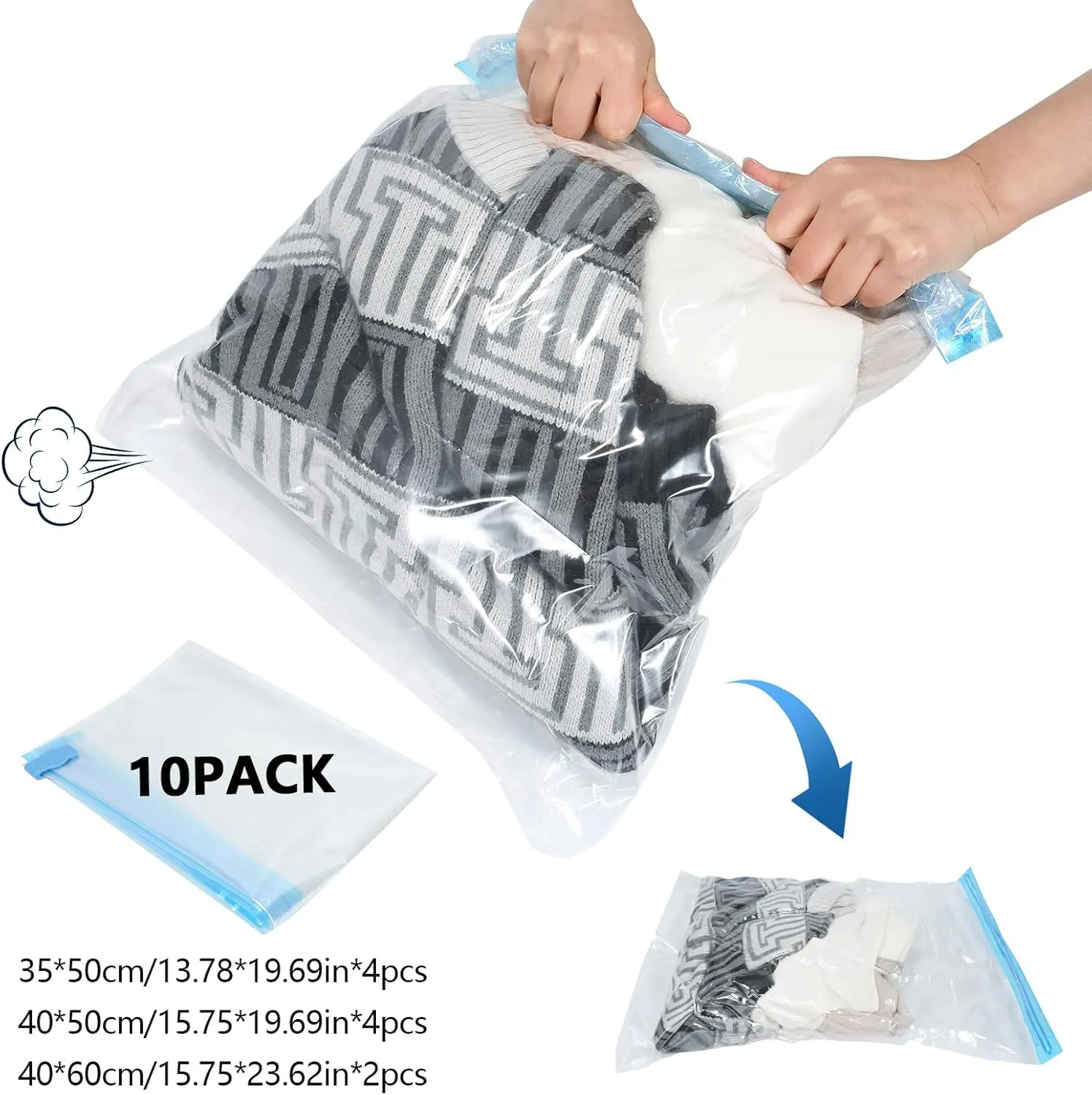 Extra Large Storage Bags Set Heavy Duty Moving Totes, Waterproof Dual-Way Carrying Design with Handles & Zippers for Effortless Moving, (Black, 16 Park-6 Moving bag & 10 Vacuum Seal Bags)