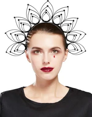 Fantherin Mary Halo Crown Headband Goddess Zip Tie Spiked Halo Crown Halloween Costume Headpiece Headdress for Cosplay Party