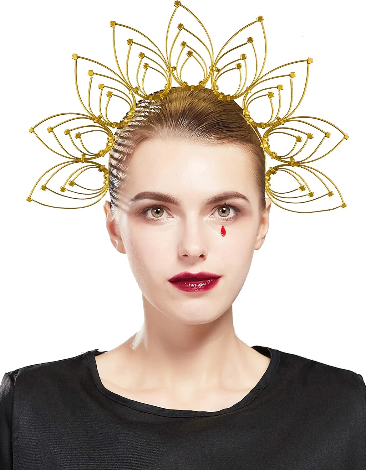 Fantherin Mary Halo Crown Headband Goddess Zip Tie Spiked Halo Crown Halloween Costume Headpiece Headdress for Cosplay Party