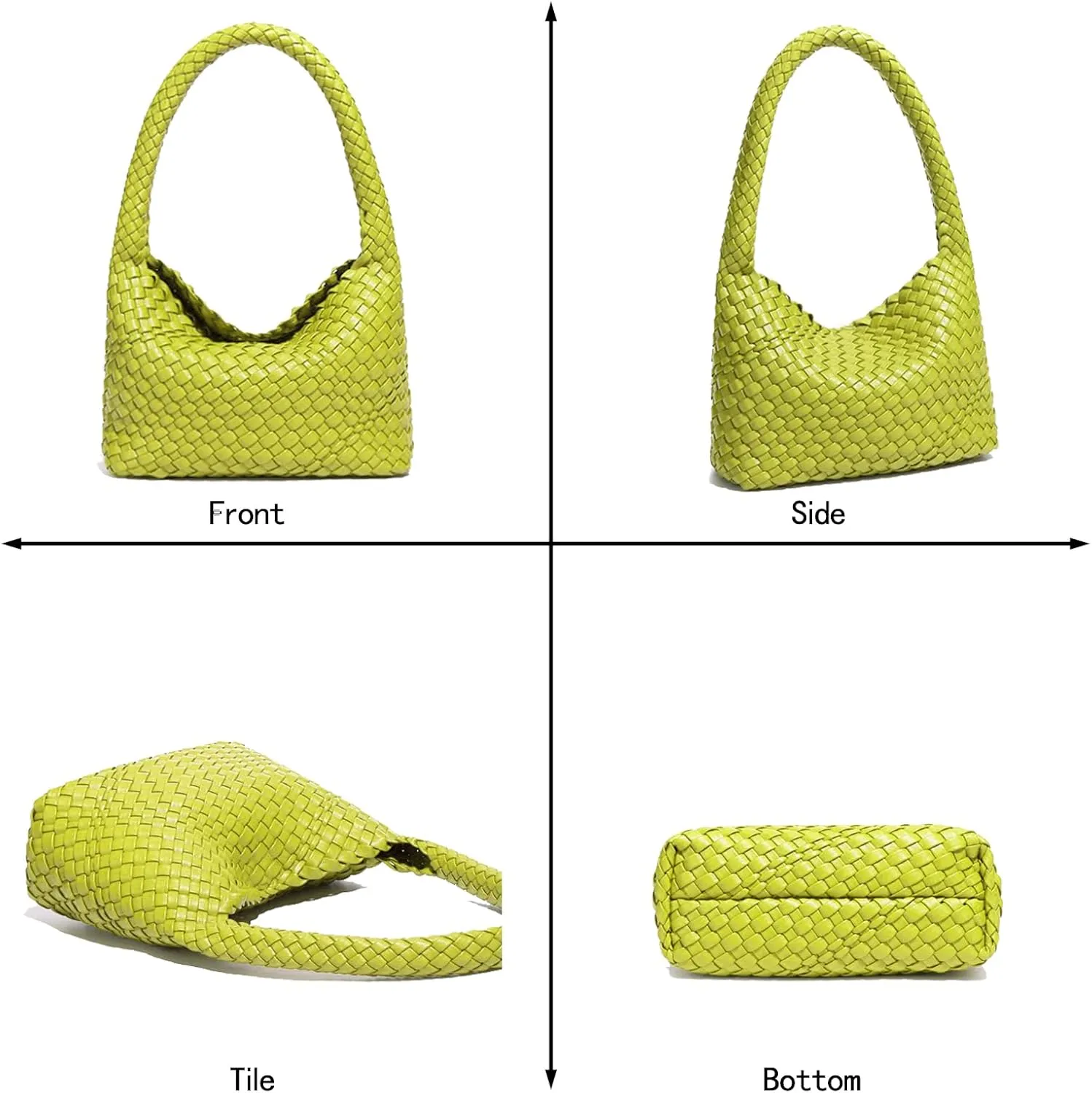 Fashion Designer Handbags and Purses, Women Shoulder Bag, Casual Hand Woven Shopping Tote Hobo, Ladies Underarm Bags