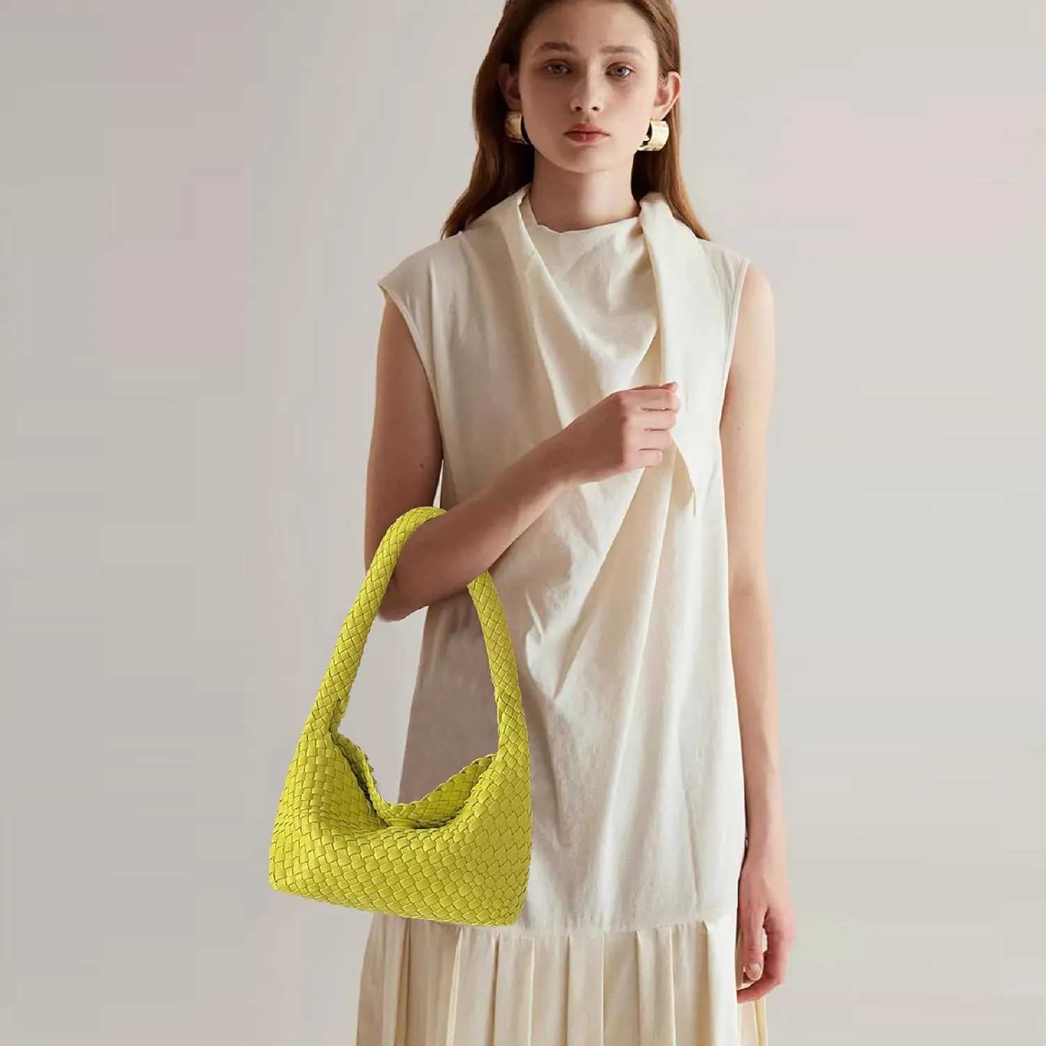 Fashion Designer Handbags and Purses, Women Shoulder Bag, Casual Hand Woven Shopping Tote Hobo, Ladies Underarm Bags