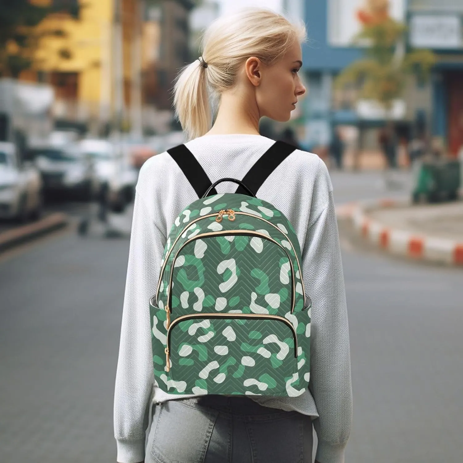 Fashion Travel Backpack for Women Multi Pockets Lightweight Purse for Women Mottled (Small Pattren 4)