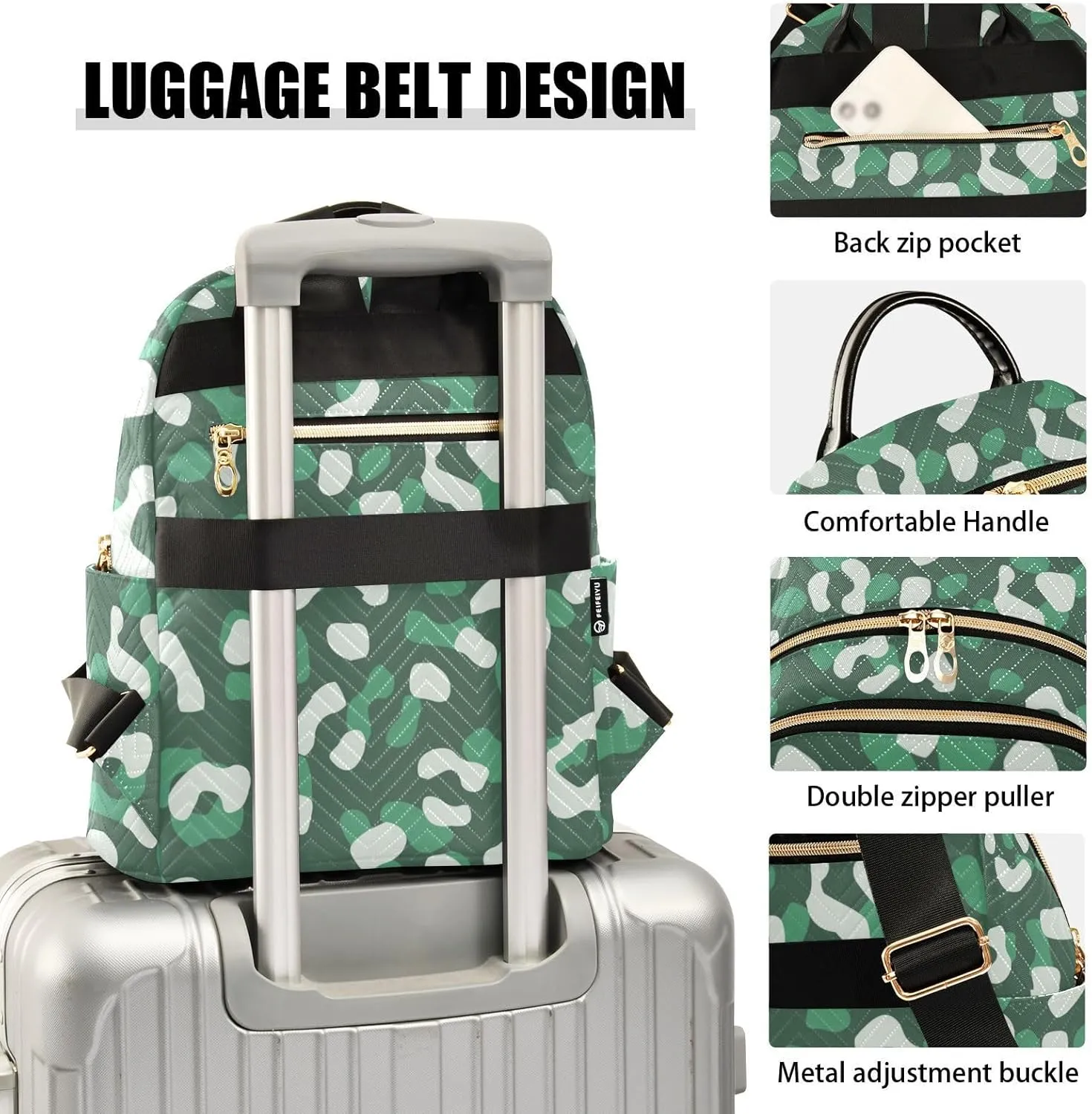 Fashion Travel Backpack for Women Multi Pockets Lightweight Purse for Women Mottled (Small Pattren 4)