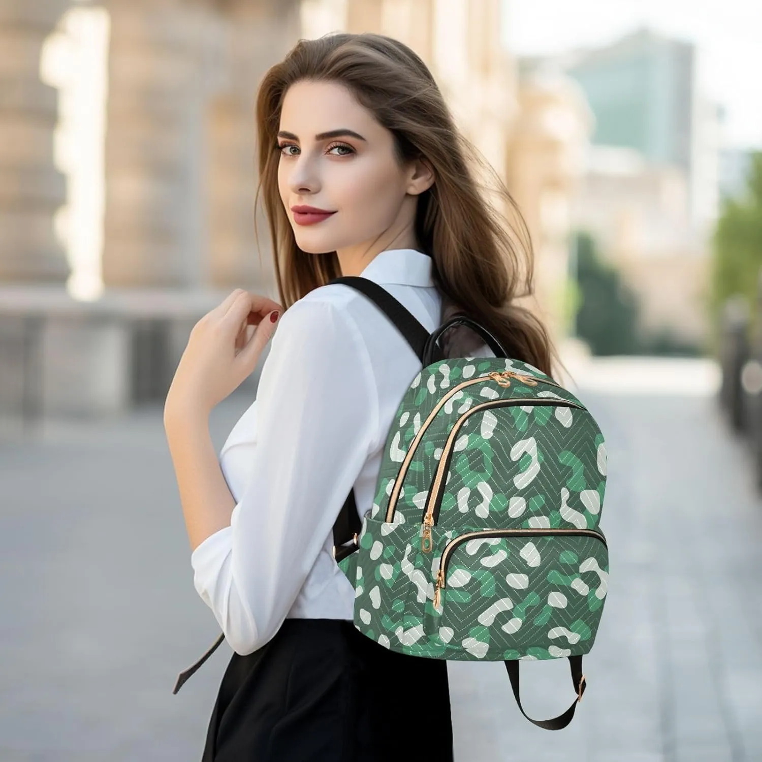 Fashion Travel Backpack for Women Multi Pockets Lightweight Purse for Women Mottled (Small Pattren 4)
