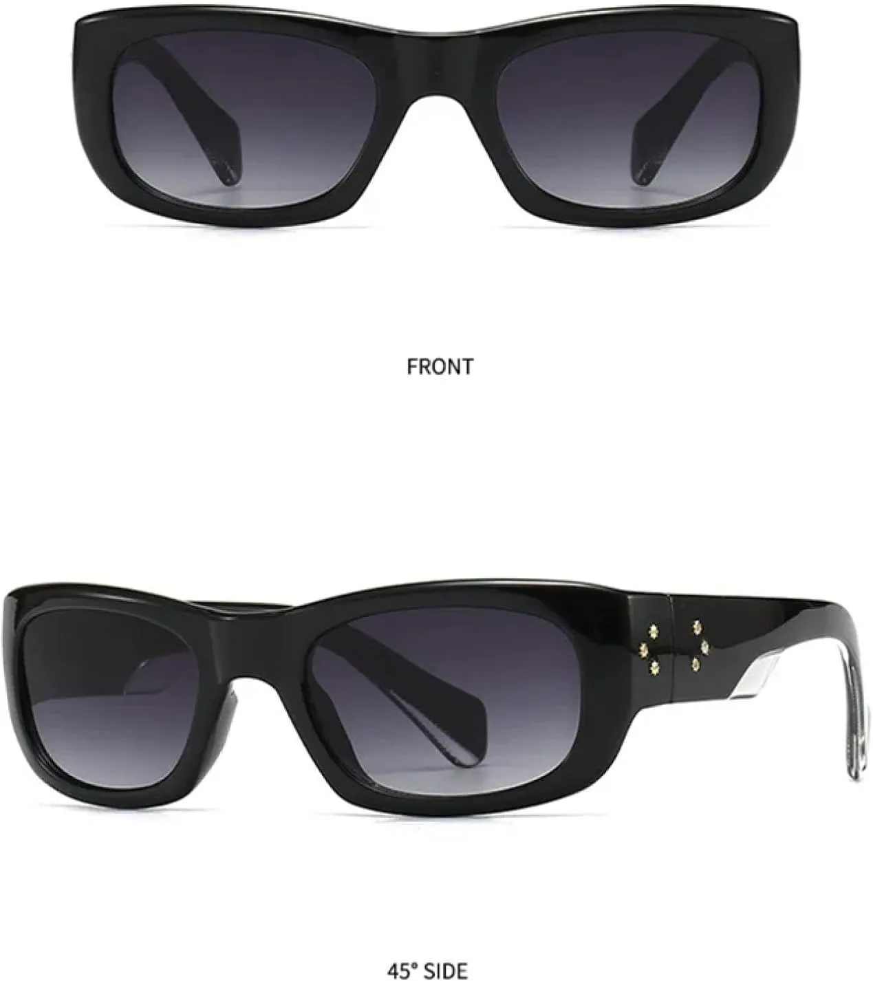 Fashion Vintage Rectangle Women for Men Luxury Gradient Sun Glasses Punk Rivet Eyewear