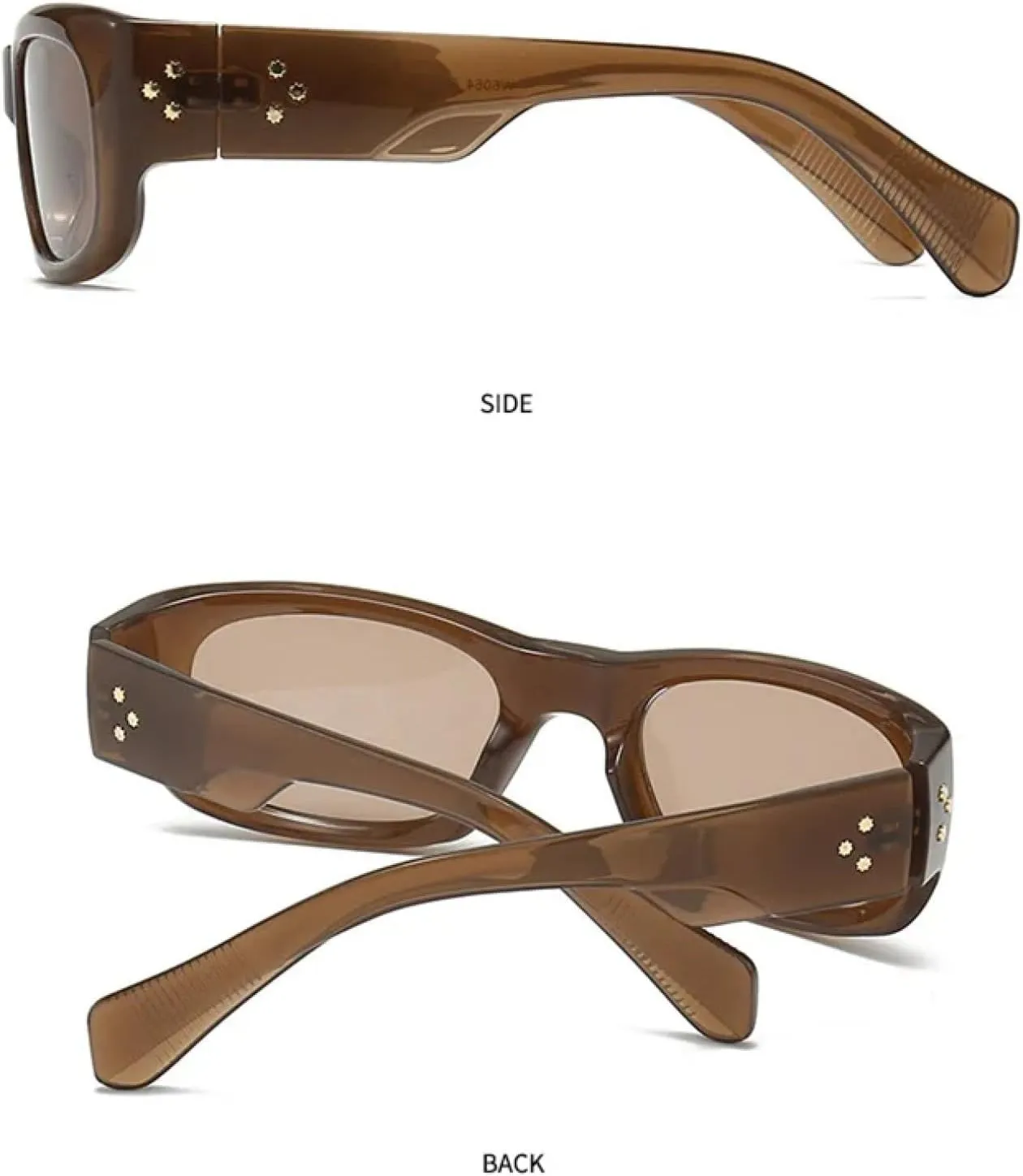 Fashion Vintage Rectangle Women for Men Luxury Gradient Sun Glasses Punk Rivet Eyewear