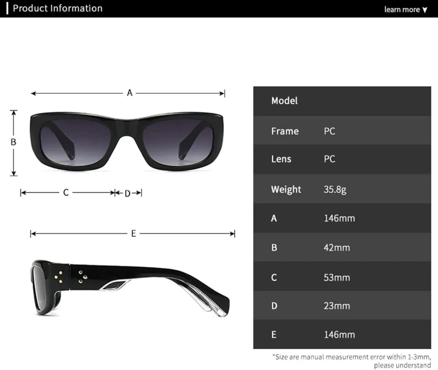 Fashion Vintage Rectangle Women for Men Luxury Gradient Sun Glasses Punk Rivet Eyewear
