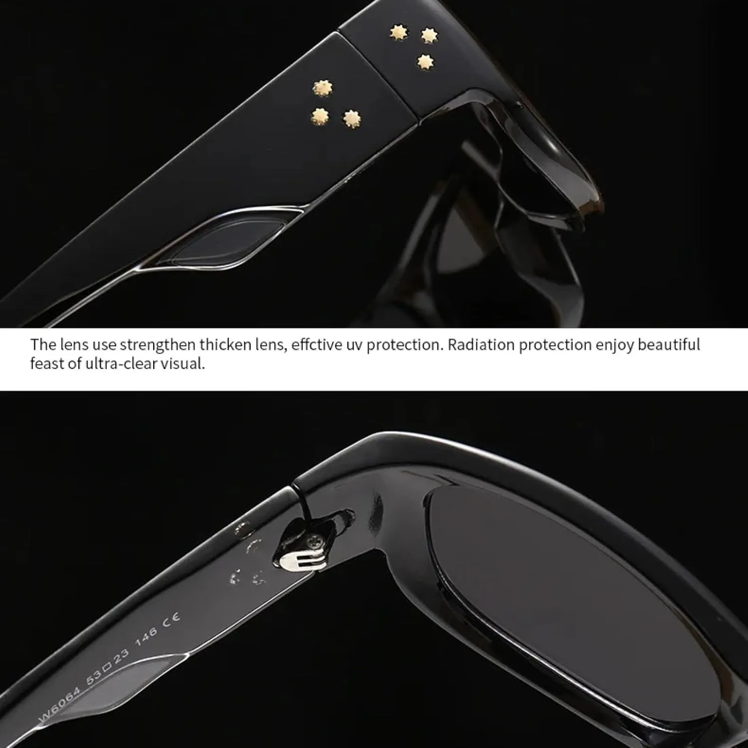 Fashion Vintage Rectangle Women for Men Luxury Gradient Sun Glasses Punk Rivet Eyewear