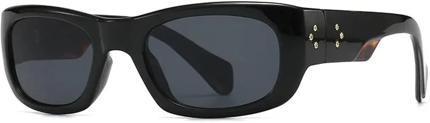 Fashion Vintage Rectangle Women for Men Luxury Gradient Sun Glasses Punk Rivet Eyewear