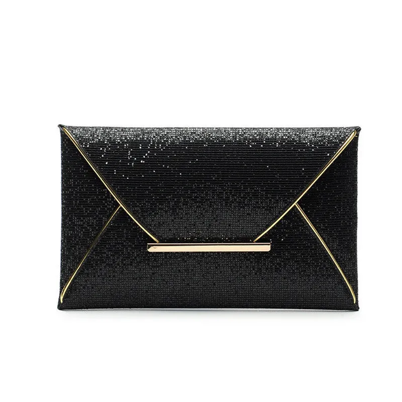 Fashion Womens Sequins Envelope Bag Evening Party Female Clutch Evening Bag Purse for Women Black