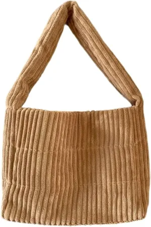 Fashionable Corduroy Handbag for Professionals and Trendsetters Multipurpose Solid Color Large Capacity Shoulder Bag