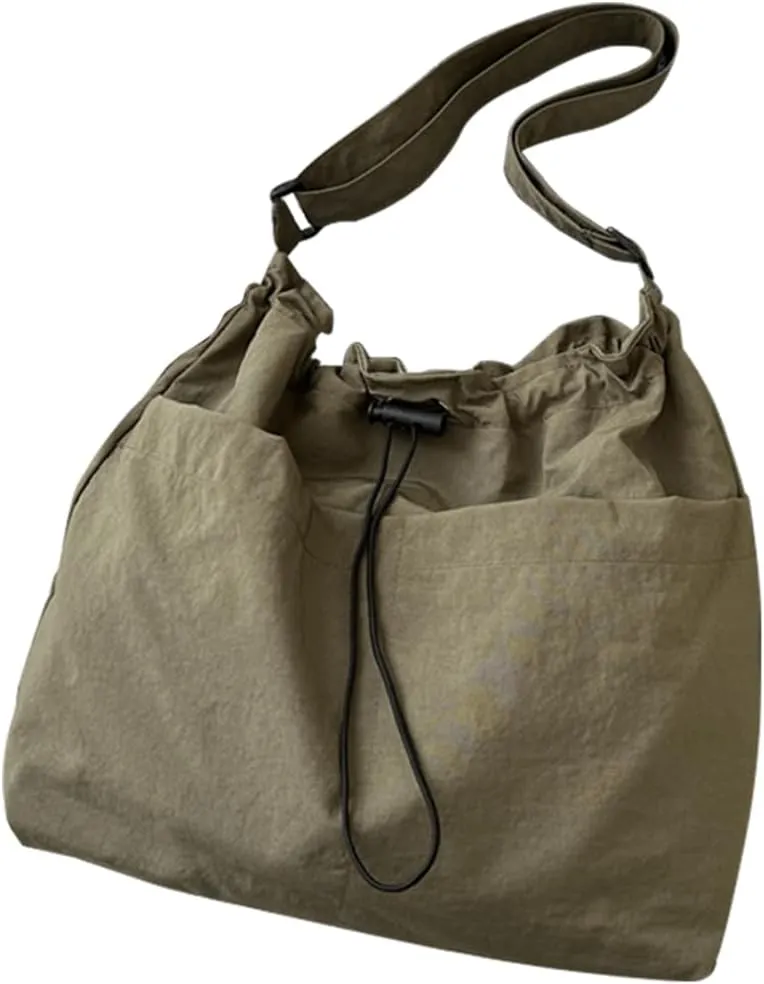 Fashionable Crossbody Bag With Drawstring Shoulder Bags Large Capacity Satchel For Camping Shopping And Storage