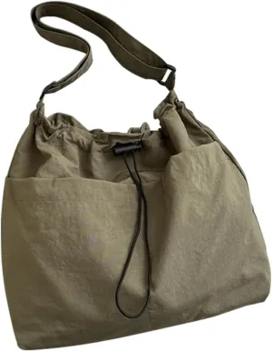 Fashionable Crossbody Bag With Drawstring Shoulder Bags Large Capacity Satchel For Camping Shopping And Storage